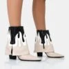 Jackson Black & Nude Flame Fold Over Pointed Toe Western Ankle Boots -LoafLuxe Shop 771A1926copy