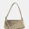 The Tate Gold Woven Oblong Knotted Handle Shoulder Bag -LoafLuxe Shop 771A1968
