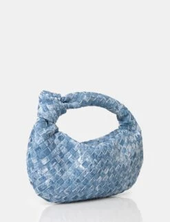 The Blame Denim Woven PU Knot Detail Mini Grab Bag -LoafLuxe Shop 771A1983