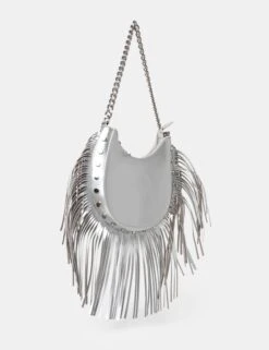 The Western Silver Metallic Tassle Shoulder Bag