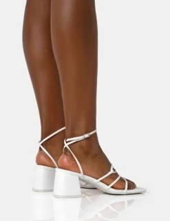 Dayla Wide Fit White PU Strappy Square Toe Block Mid Heel Sandals -LoafLuxe Shop 771A1999 eeb4f759 345d 463e 9a09 5f8a3ec0131a