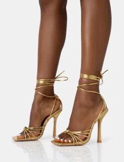 Aspen Wide Fit Gold Knot Strap Lace Up Square Toe Stiletto Heels -LoafLuxe Shop 771A2046 58f9e25f 4135 4af6 9a99 b0d0d38fd63c