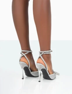 Midnight Silver Glitter Wrap Around Diamante Bow Pointed Toe High Heel 9 Midnight Silver Glitter Wrap Around Diamante Bow Pointed Toe High Heel -LoafLuxe Shop 771A2049