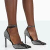 Glitch Black Diamante Mesh Pointed Toe Court Stiletto High Heel -LoafLuxe Shop 771A2093