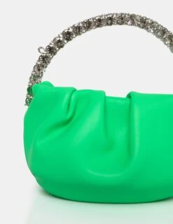 The Aurora Lime Pu Diamante Handle Mini Bag -LoafLuxe Shop 771A2144