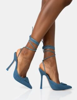 Vada Blue Denim Slingback Lace Up Pointed Court Stiletto Heels 8 Vada Blue Denim Slingback Lace Up Pointed Court Stiletto Heels -LoafLuxe Shop 771A2181