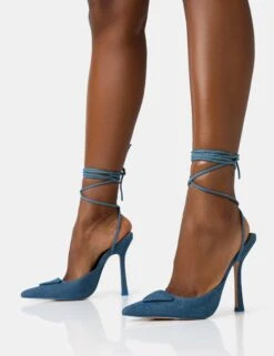 Vada Blue Denim Slingback Lace Up Pointed Court Stiletto Heels 9 Vada Blue Denim Slingback Lace Up Pointed Court Stiletto Heels -LoafLuxe Shop 771A2183