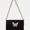 The Butterfly Black Diamante Shoulder Bag -LoafLuxe Shop 771A2237copy