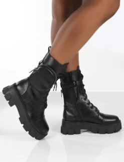 Intention Black Platform Chunky Sole Pouch Ankle Boots -LoafLuxe Shop 771A2396
