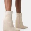 Getaway Beige Faux Suede Wedged Heeled Ankle Boot -LoafLuxe Shop 771A2397 23871604 31d7 42f5 9473 4793455fbb0e