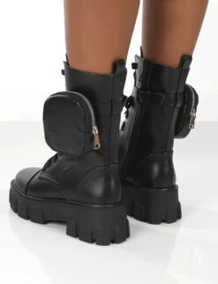 Intention Black Platform Chunky Sole Pouch Ankle Boots -LoafLuxe Shop 771A2398