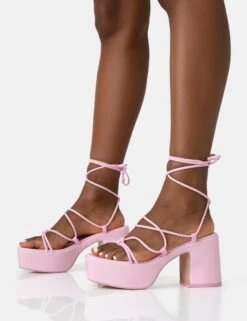 Darcy Baby Pink Strappy Lace Up Square Toe Mid Flatform Heels -LoafLuxe Shop 771A2414 d5589075 015a 46fd b60c 2c34c5e763b8