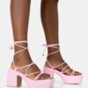 Darcy Baby Pink Strappy Lace Up Square Toe Mid Flatform Heels -LoafLuxe Shop 771A2415copy