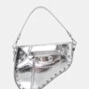 The Fox Metallic Silver Croc Studded Saddle Shoulder Bag -LoafLuxe Shop 771A2502
