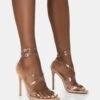 Jojo Nude Patent Cut Out Perspex Strap Square Toe Stiletto Heels -LoafLuxe Shop 771A2648