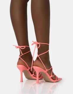 Duet Neon Pink Knot Strappy Lace Up Square Toe Mid Heels -LoafLuxe Shop 771A2670 8b8083e9 edde 4f48 a4f6 d376e8375bf1