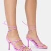 Duet Neon Purple Knot Strappy Lace Up Square Toe Mid Heels -LoafLuxe Shop 771A2771