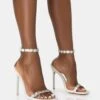 Immie Off White Satin Barely There Diamante Strap Pointed Toe Stiletto Heels -LoafLuxe Shop 771A2812