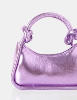 The Knot Metallic Purple Pu Knotted Top Handle Grab Bag -LoafLuxe Shop 771A2895