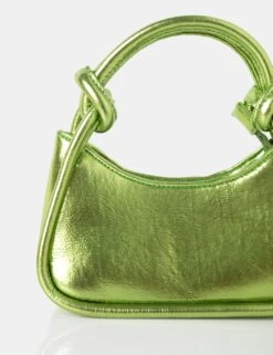 The Knot Metallic Green Pu Knotted Top Handle Grab Bag -LoafLuxe Shop 771A2899