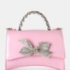 The Bow Baby Pink Patent Chain Handle Diamante Grab Bag -LoafLuxe Shop 771A2903