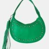 The Cato Green Pu Studded Tassel Boho Shoulder Bag -LoafLuxe Shop 771A2920