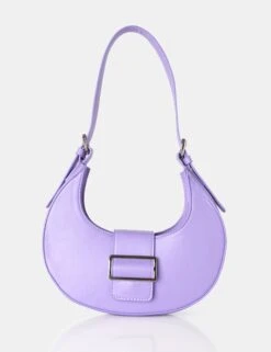 The Sicily Soft Lilac Pu Buckle Feature Hobo Shoulder Bag