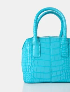 The Bode Blue Croc Square Top Handle Mini Bag -LoafLuxe Shop 771A3032