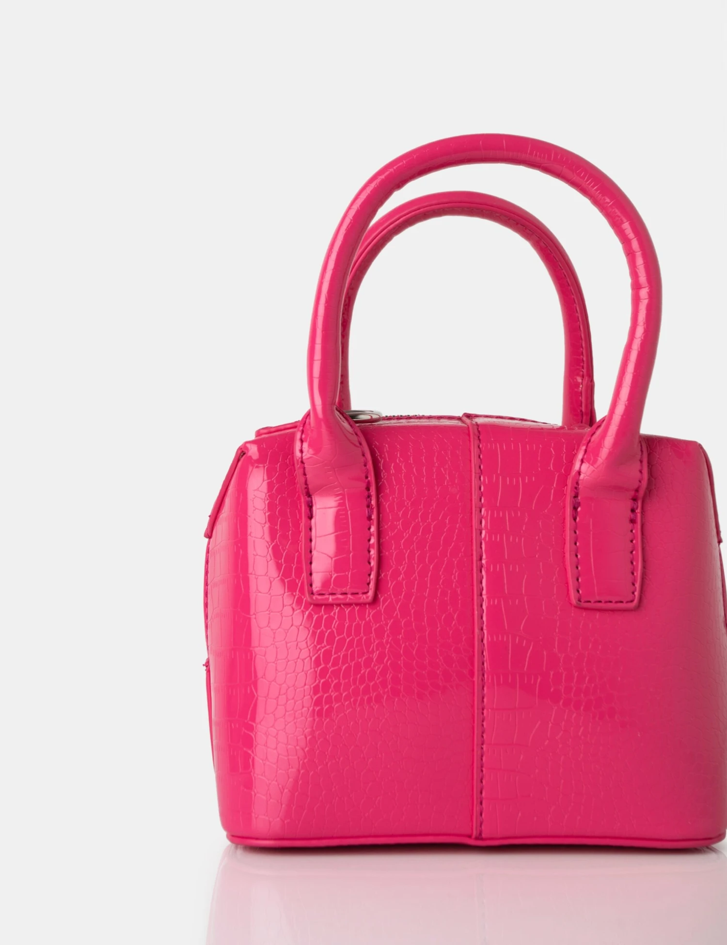 The Bode Bright Pink Croc Square Top Handle Mini Bag 5 The Bode Bright Pink Croc Square Top Handle Mini Bag - Image 3
