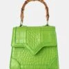 Jessica Apple Green Bamboo Top Handle Croc Mini Bag -LoafLuxe Shop 771A3044