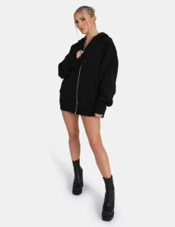 Oversized Zip Through Hoodie Black -LoafLuxe Shop 771A33171