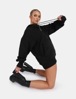 Oversized Zip Through Hoodie Black -LoafLuxe Shop 771A33491