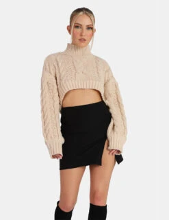 Split Front Mini Skirt Black -LoafLuxe Shop 771A33911