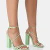 Marley Mint Green Pu Strappy Barely There Square Toe Block Heels -LoafLuxe Shop 771A3424