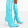 Horizon Wide Fit Blue Patent Knee High Boots -LoafLuxe Shop 771A3464
