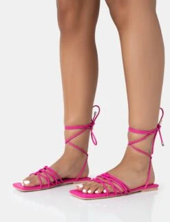 Kelly Hot Pink PU Lace Up Flat Square Toe Sandals 8 Kelly Hot Pink PU Lace Up Flat Square Toe Sandals -LoafLuxe Shop 771A3468 e6dba10e b339 482b 9a94 c27767bd0142