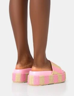 Seashore Pink Stripe Raffia Slider Flatform Sandals -LoafLuxe Shop 771A3517 3e1392ce da55 4ecc a7b6 3a2f9ebca247