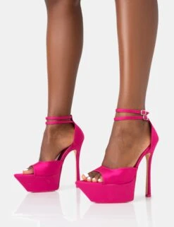 Vortex Hot Pink Satin Platform Barely There Pointed Toe Stiletto Heels -LoafLuxe Shop 771A3530 f884c962 0ed3 4eff 9f7e f5f6ad3a3c60