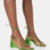 Aloha Green Metallic Lace Up Block Mid Heeled Sandals -LoafLuxe Shop 771A3541 b061be35 9599 4db4 9d7c e0f1f621e47a