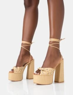 Crete Raffia Diamante Twist Strap Lace Up Platform Block Heels 8 Crete Raffia Diamante Twist Strap Lace Up Platform Block Heels -LoafLuxe Shop 771A3547