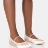 Alexa Baby Pink Satin Elasticated Bow Detailed Ballet Flats -LoafLuxe Shop 771A3565