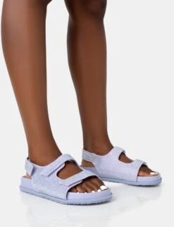 ChiChi Lilac Diamante Double Strap Dad Sandals
