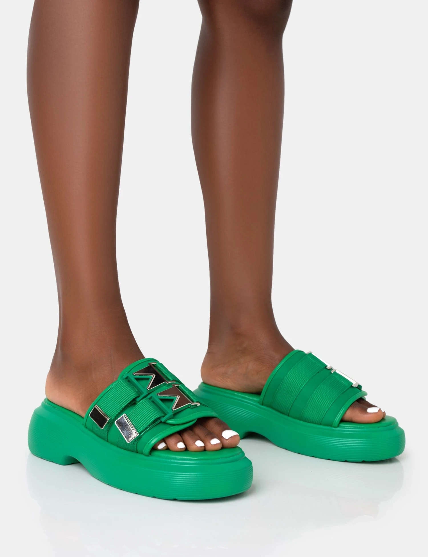 Trace Green Buckle Mule Chunky Sandals 3 Trace Green Buckle Mule Chunky Sandals