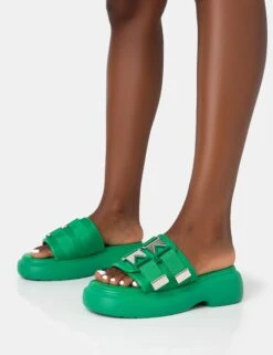 Trace Green Buckle Mule Chunky Sandals 8 Trace Green Buckle Mule Chunky Sandals -LoafLuxe Shop 771A3598