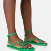 Soul Green PU Strappy Padded Flat Sandals -LoafLuxe Shop 771A3612