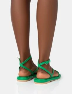 Soul Green PU Strappy Padded Flat Sandals -LoafLuxe Shop 771A3613