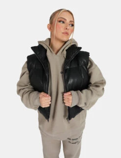 Pu Cropped Gilet Black -LoafLuxe Shop 771A39371