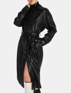 Longline Pu Belted Black Trench -LoafLuxe Shop 771A44431