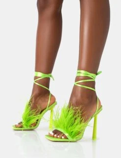 Iconic Lime Satin & Lime Feather Detail Square Toe High Heels -LoafLuxe Shop 771A4465 e5cbc042 ac01 45dc 93e2 8834f4eaa28f
