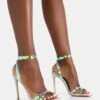 Dolly Silver Holographic Strappy Round Toe Stiletto Heels -LoafLuxe Shop 771A4472copy